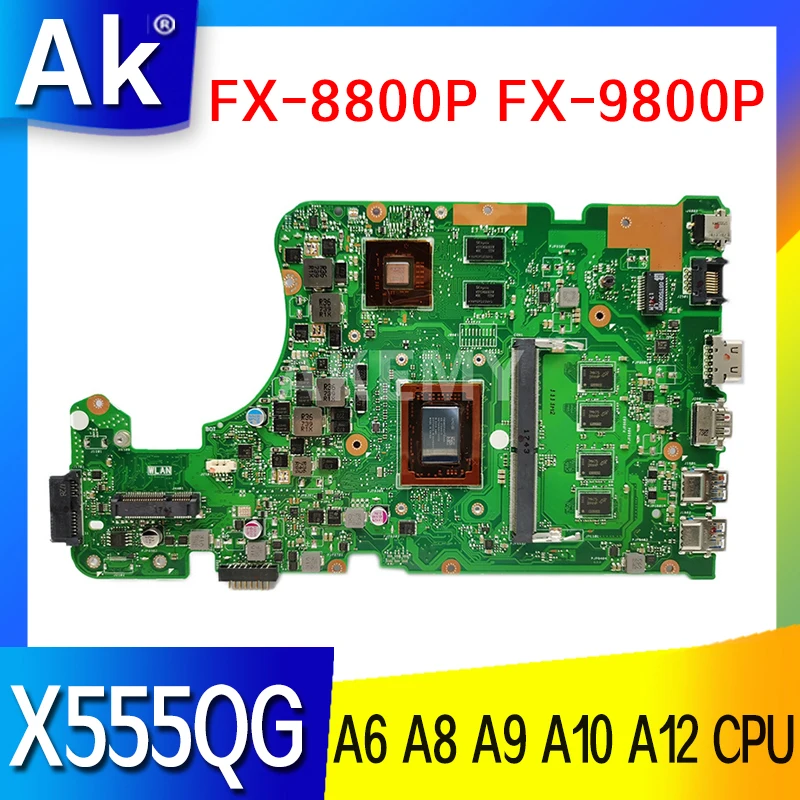 Материнская плата X555QG, 8 Гб A6 A8 A9 A10 A12, для ноутбука ASUS X555Q X555B X555BP K555B A555B