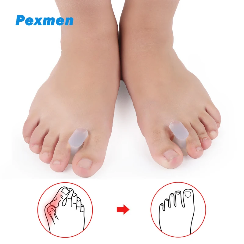 

Pexmen 2Pcs/Pair Gel Bunion Corrector Toe Separator Spacers and Straightener Orthotics for Overlapping Toes Bunion Pain Relief