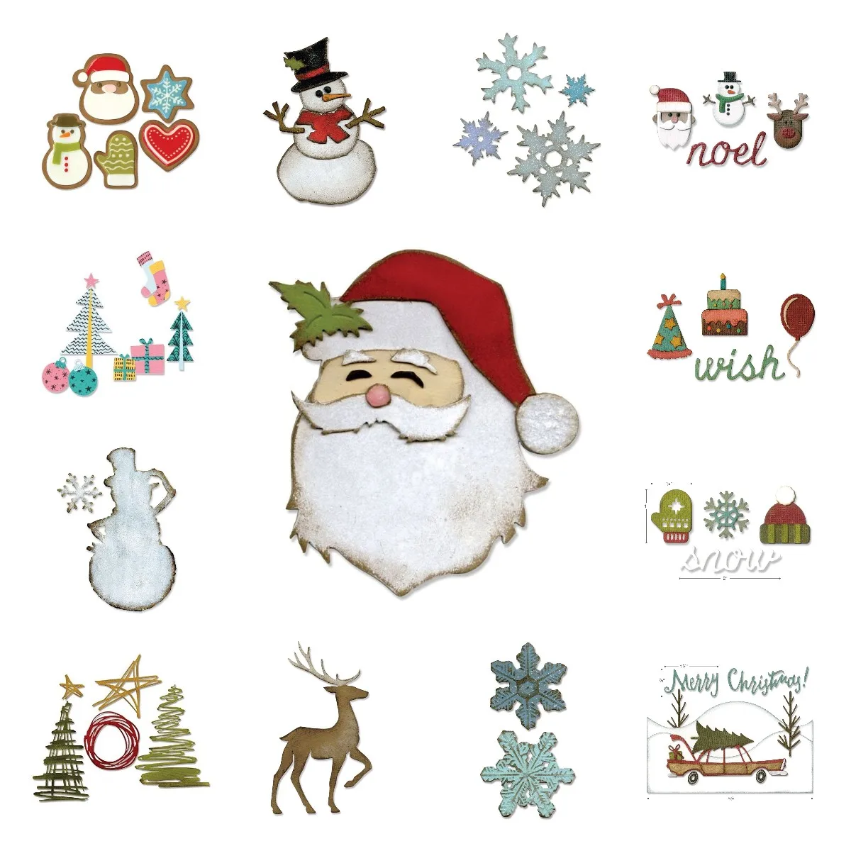 

Christmas Snowman Snowflake Deer Metal Cutting Dies Scrapbook Diary Secoration Embossing Stencil Template Diy Greeting Card