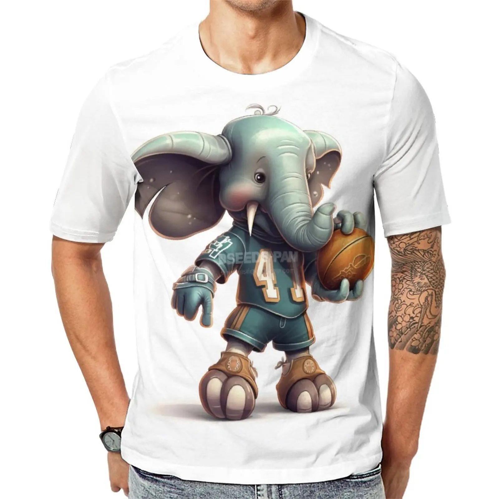 

Футболка с изображением слона, повседневные футболки с мультяшным рисунком, модная футболка с круглым вырезом, летние мужские дизайнерские футболки