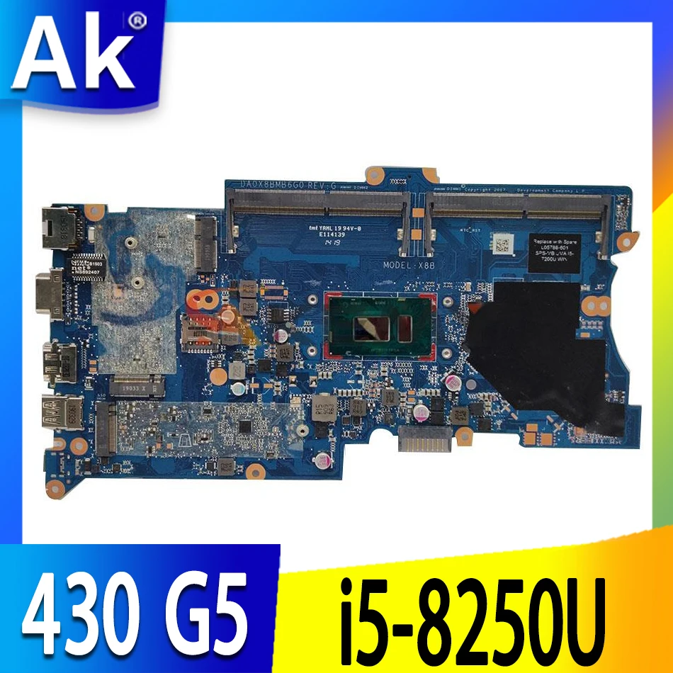 

DA0X8BMB6F0 For HP ProBook 430 G5 440 G5 Laptop Motherboard DA0X8BMB6G0 L01039-001 L01039-601 With SR3LA i5-8250U DDR4