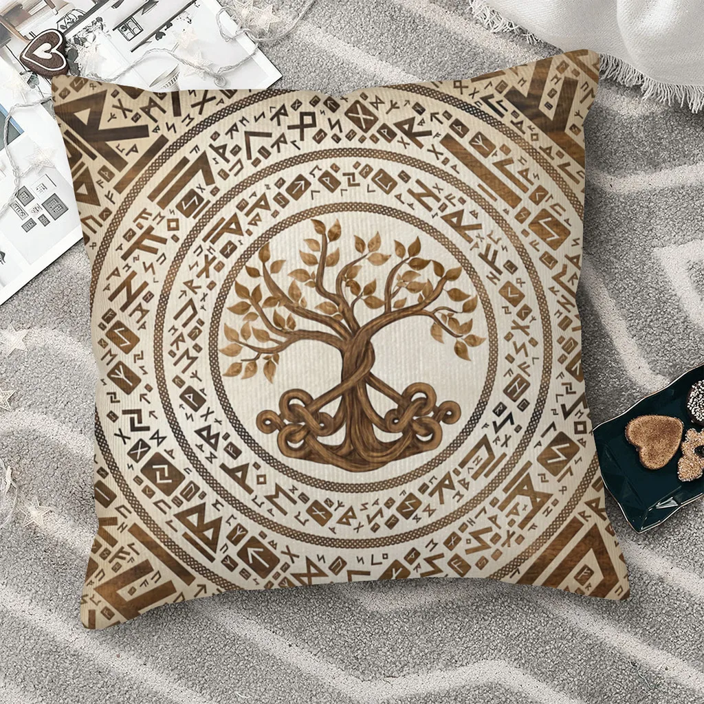 

Celtic Knot Tree of Life Yggdrasil Throw Pillow Case Viking Backpack Cojines Covers DIY Printed Reusable Chair Decor