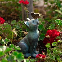garden outdoor figurines curious cat with butterfly sculptures resin crafts garden statues indoor home decor desktop ornament