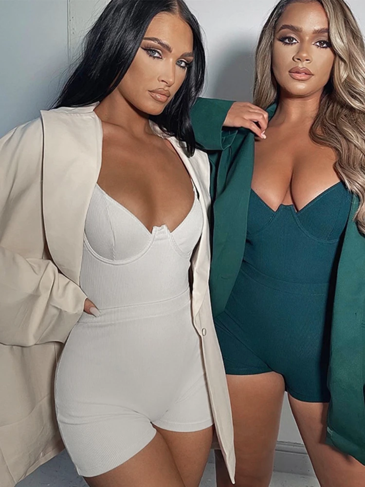 

2022 New party Matching Women Shorts Set Ribbed Knitted Crop bra Top and Biker Shorts Two Pieces One Suit Booty fashion Set