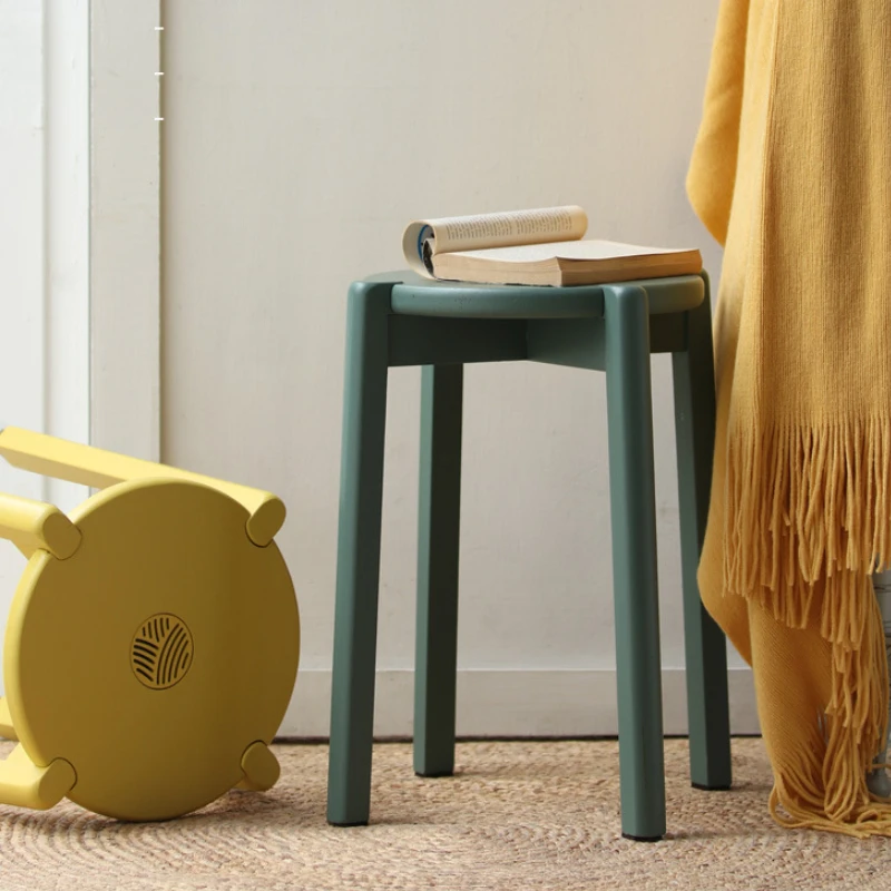 

Nordic Solid Wood Round Stool Home Foot Stool Living Room Fashion Creative Small Stool Modern Restaurant Adult Dining Stool