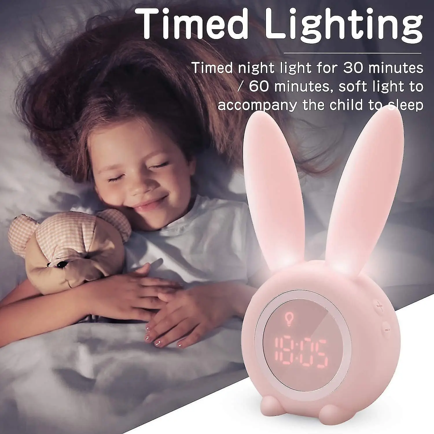 

Alarm Clock Rabbit Alarm Clock Creative Led Digital Snooze Cartoon USB Electronic Clock Timed LED Night Light Dinosaur Clock