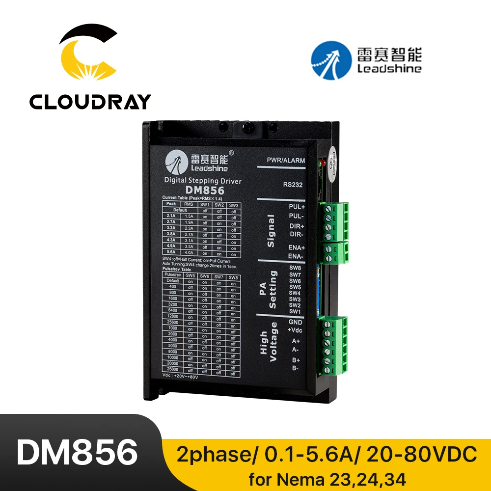 Двухфазный шаговый драйвер Leadshine DM856, 0,5-A, 20-80 в пост. Тока, для Nema23 Nema34, контроллер двигателя, гравировальный станок с ЧПУ