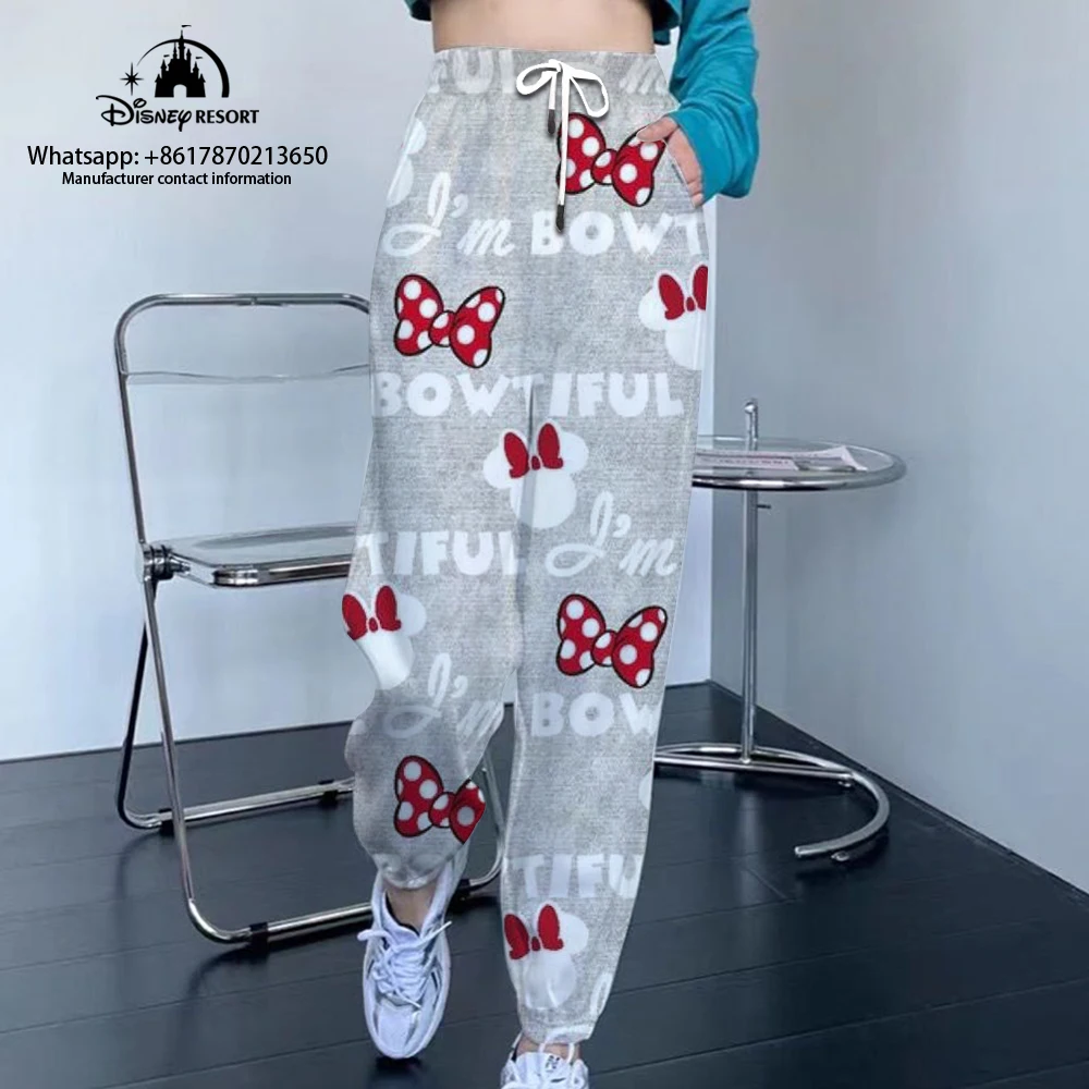 

Women's fashion office wearing straight pants old -fashioned high -end painting women's pants 2022 Disney mini bow pattern