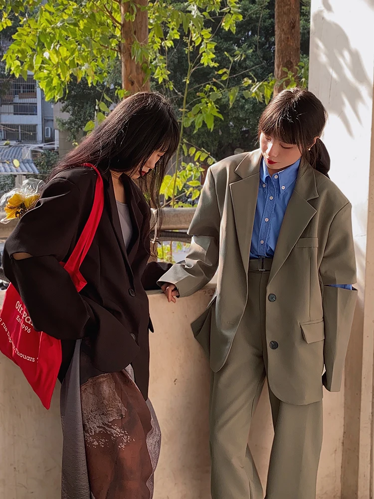 Hanada образец поломанный рукав s широкие брюки комплект для женщин Корейский Sle