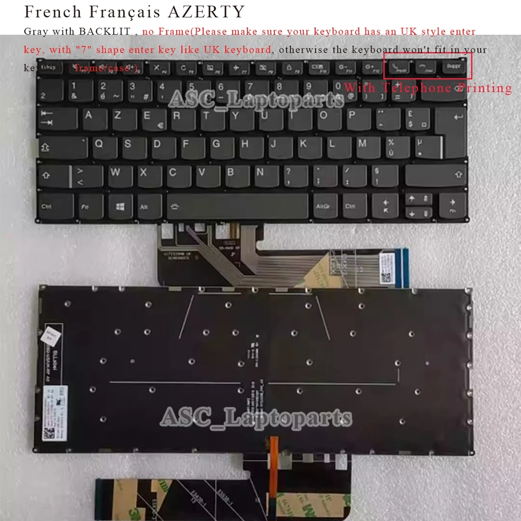 Фото Новая канадская французская клавиатура для Lenovo Flex 6-14ikb 6-14arr Yoga C740-14IML S740-14IIL, C640-13IML LTE, S740-14IIL с подсветкой №2