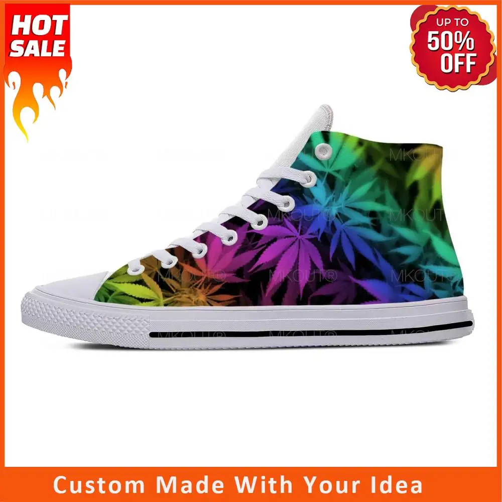 

Smoke Smoking Marijuana Leaves Weed Leaf Pot Cool Casual Cloth Shoes High Top Lightweight Breathable 3D Print Men Women Sneakers
