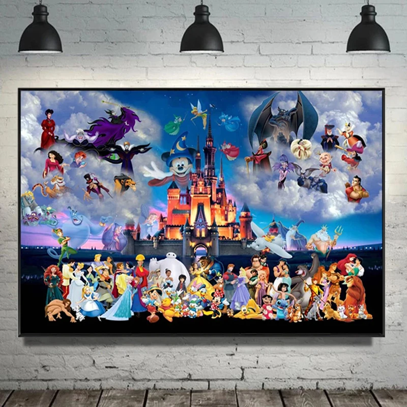 

Canvas Painting Disney Catoon Character Collection Poster Lion King Mickey Mouse Room Decor Print Wall Art Picture Hoom Cuadros