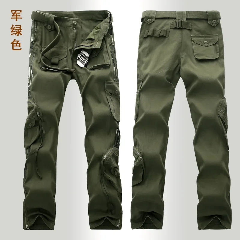 Женские хлопковые брюки с множеством карманов комбинезоны в стиле милитари для