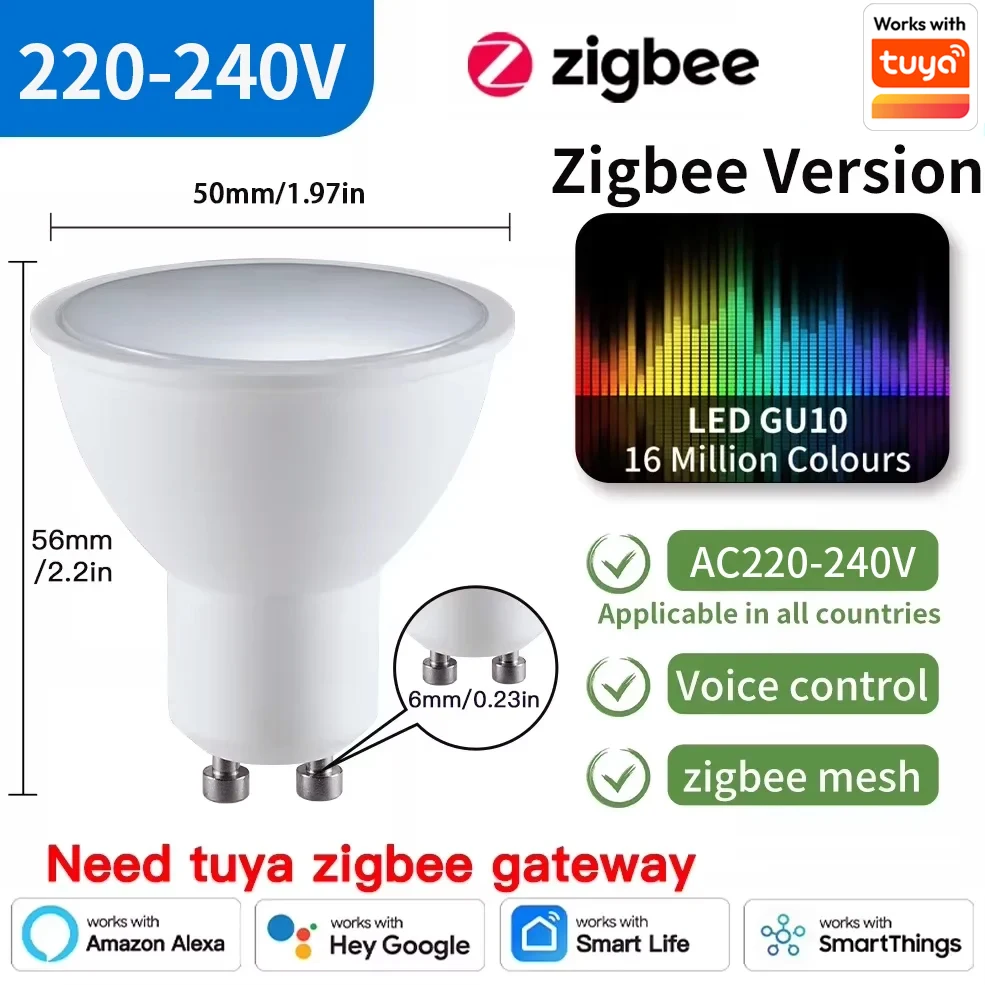 

TNCE GU10 Tuya Wi-Fi/Zigbee/Bluetooth Умная светодиодная лампа с регулируемой яркостью Лампы Smart Life App Control Лампа работает с Alexa Google Home