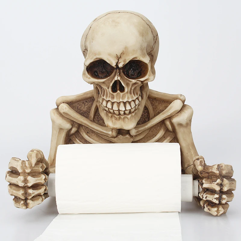 

Креативный держатель для рулона бумаги с черепом, настенное крепление, полимерная скульптура, статуя, Декор для дома и стола, подарок, украшение на Хэллоуин, Прямая поставка