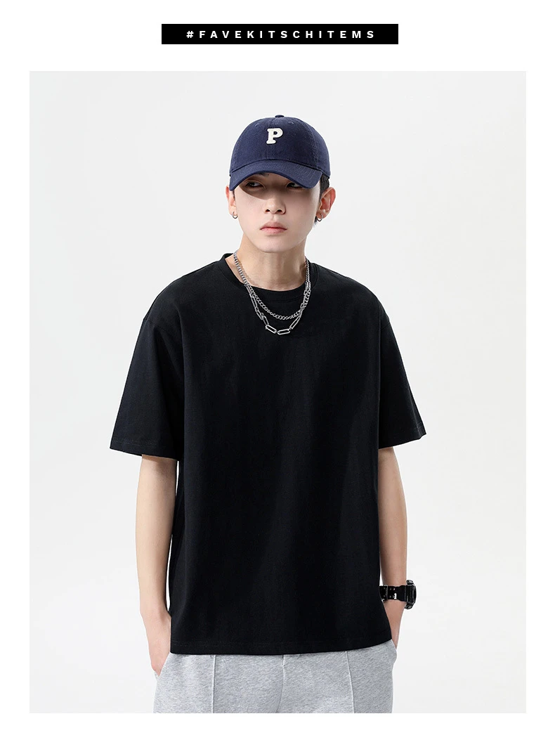 

M6512 2022 solid color basic t-shirt men's short-sleeved all-match top
