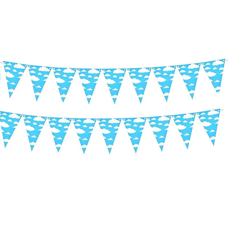 

Blue Sky White Clouds Birthday Party Paper Banner Supplies Cartoon Story Pennant Party Garlands for Kids Baby Shower Decorations