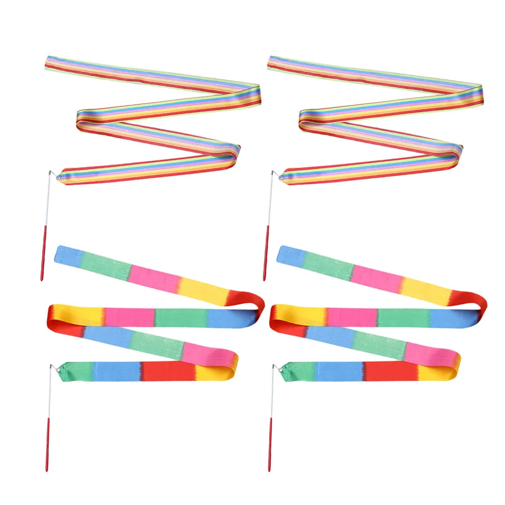 

4 Pcs Dance Ribbon Kids Wand Party Ribbon Dance Streamer Stick Ribbon Streamer Fabric Dancing Ribbons Ribbon Dancer Wand Child