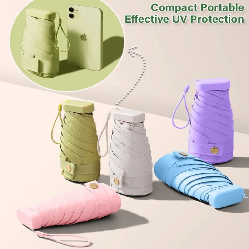 

Pocket Umbrellas Anti UV Mini Umbrella Six-Folding Parasol Sunny Small Rain Women Sun Protection Paraguas Portable for Travel