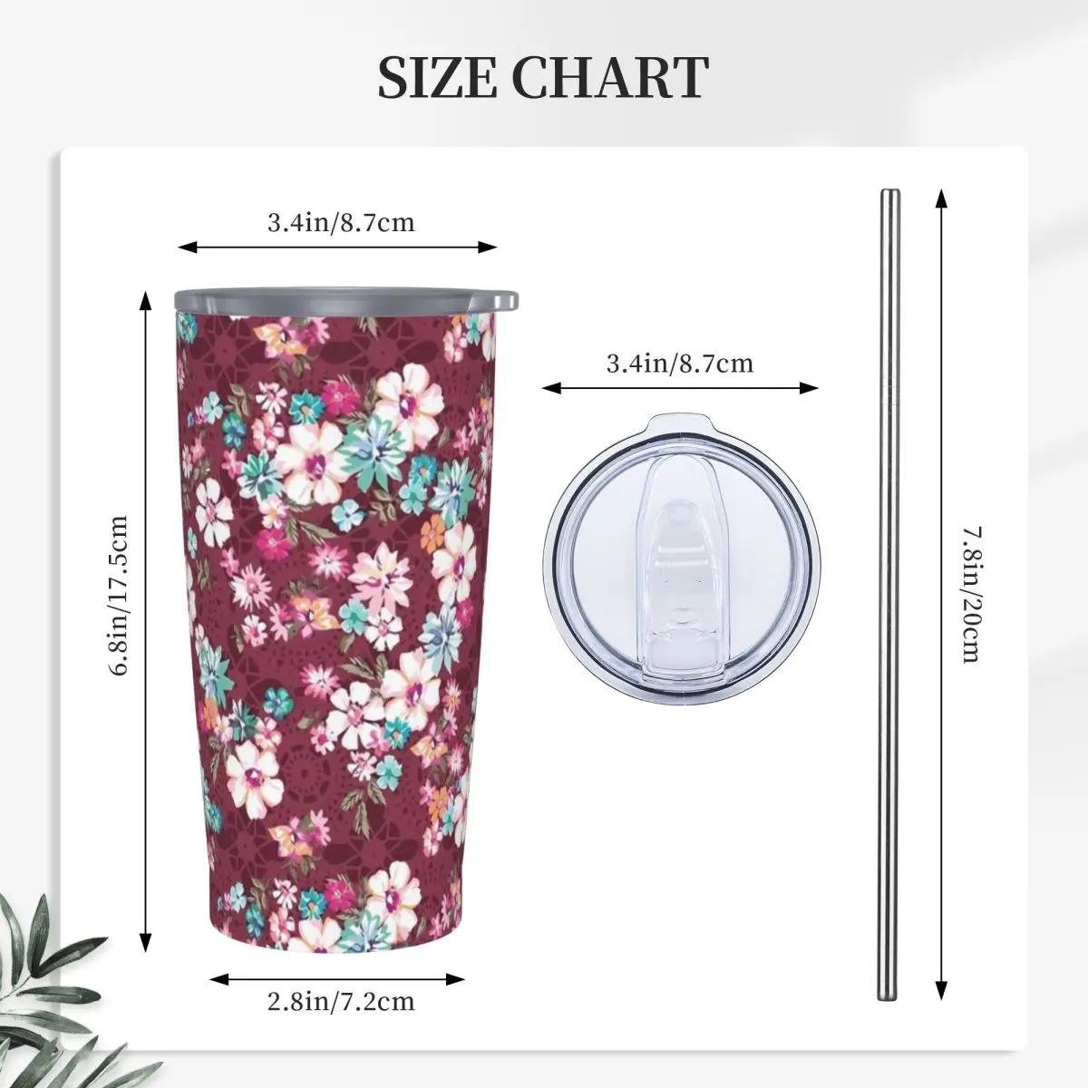 Кружка из нержавеющей стали с цветочным принтом потрясающие кружки для