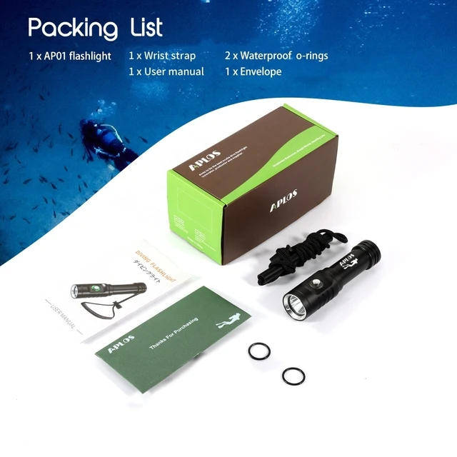 

APLOS AP01 1050 люмен фонарь для дайвинга