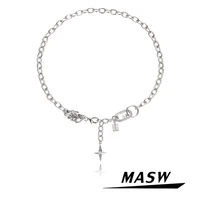 masw original design one layer chain necklace popular style geometric star pendant necklace 2021 new trend fashion women jewelry