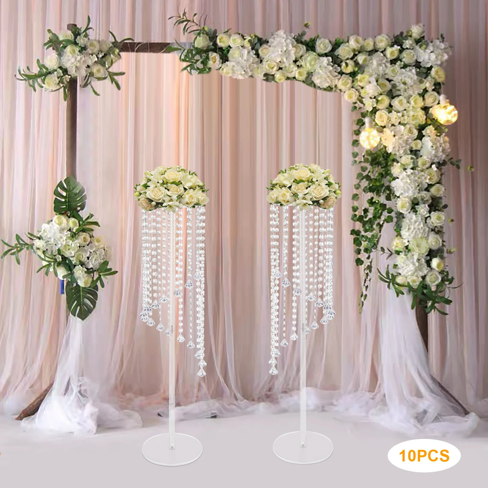 

Прозрачная ваза для свадьбы, 10 шт., искусственные украшения с кристаллами люстры, ваза для цветов, свадебная Цветочная подставка