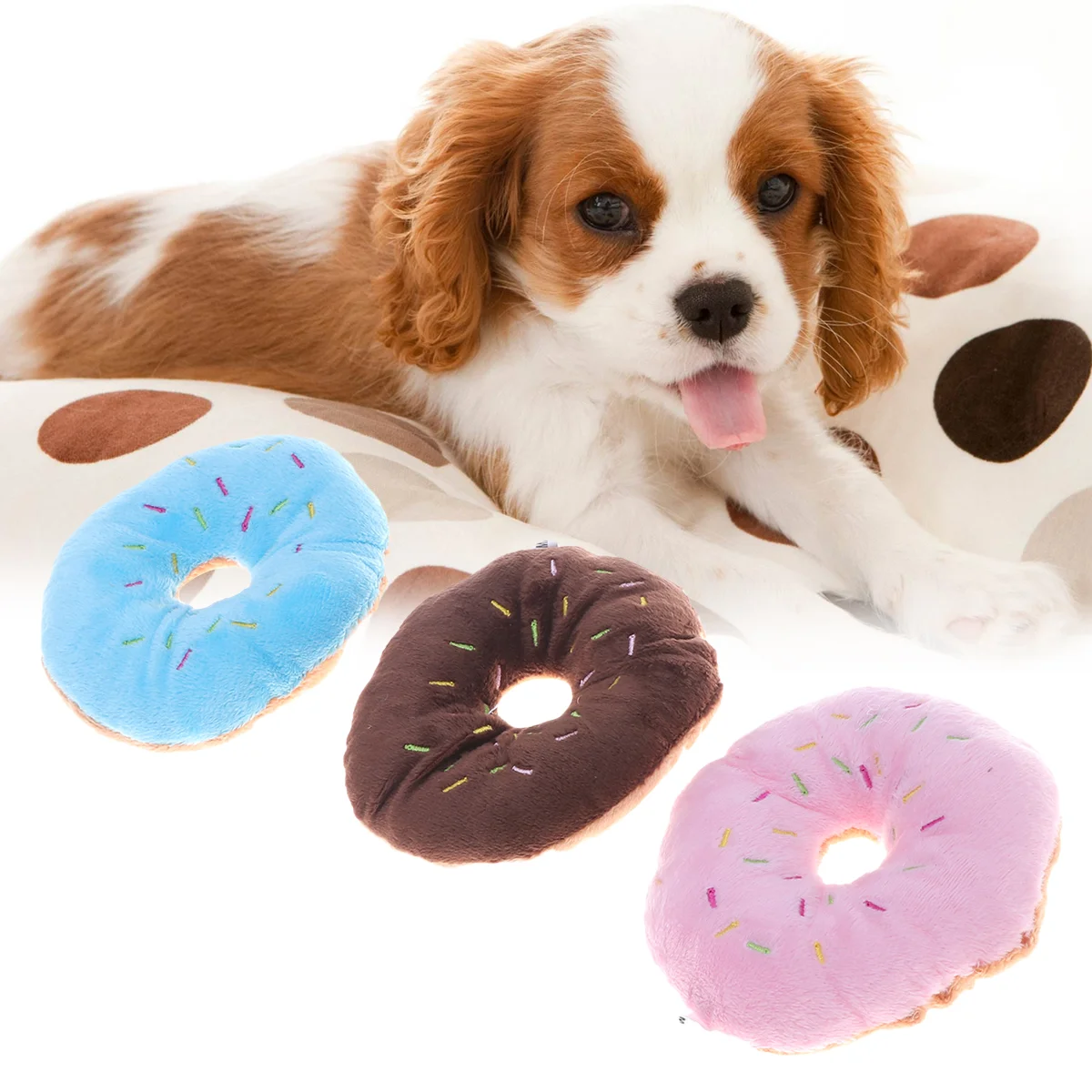 

Toy Dog Toys Chew Puppy Pet Interactive Chewing Donut Teething Plush Training Squeaky Teeth Squeaker Catnip Cleaning Cat Dogs