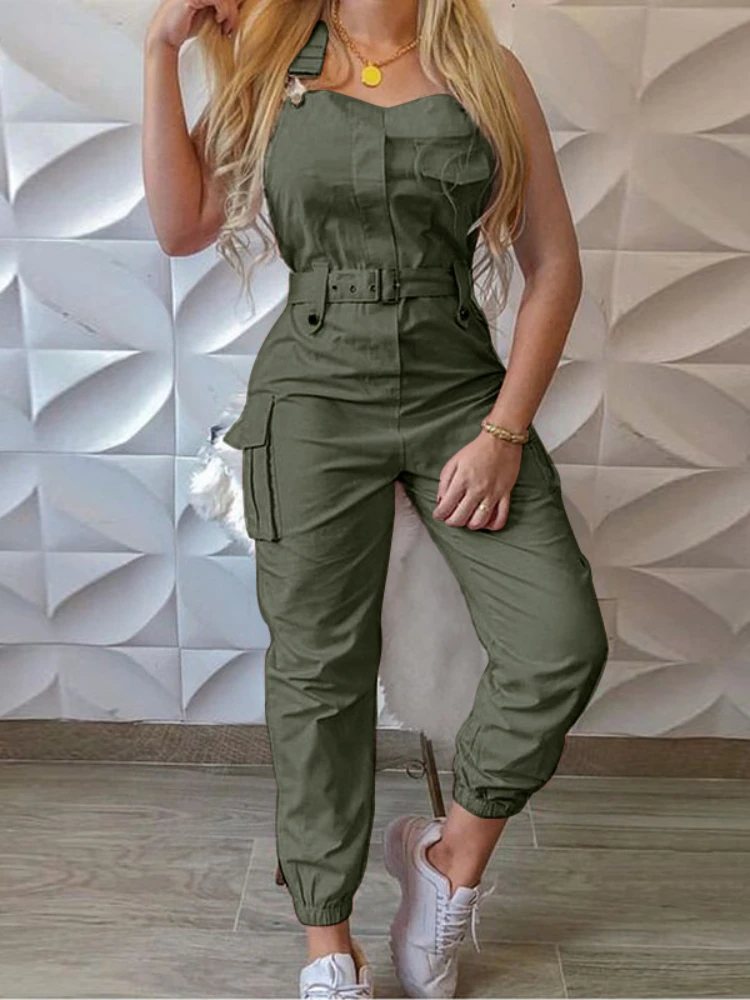 Cargo Jumpsuit Summer 2023 New Fashion Female Rompers Playsuits Belt Suspenders Pants Jump Suits for Women Minimalist Trousers