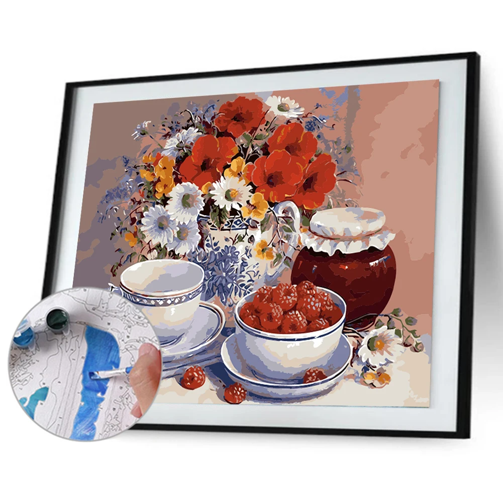 

Room Decoration Frameless DIY Paint Hand Painted Painting By Numbers Kit DIY Stream Tree Canvas Wall Art Home Decor