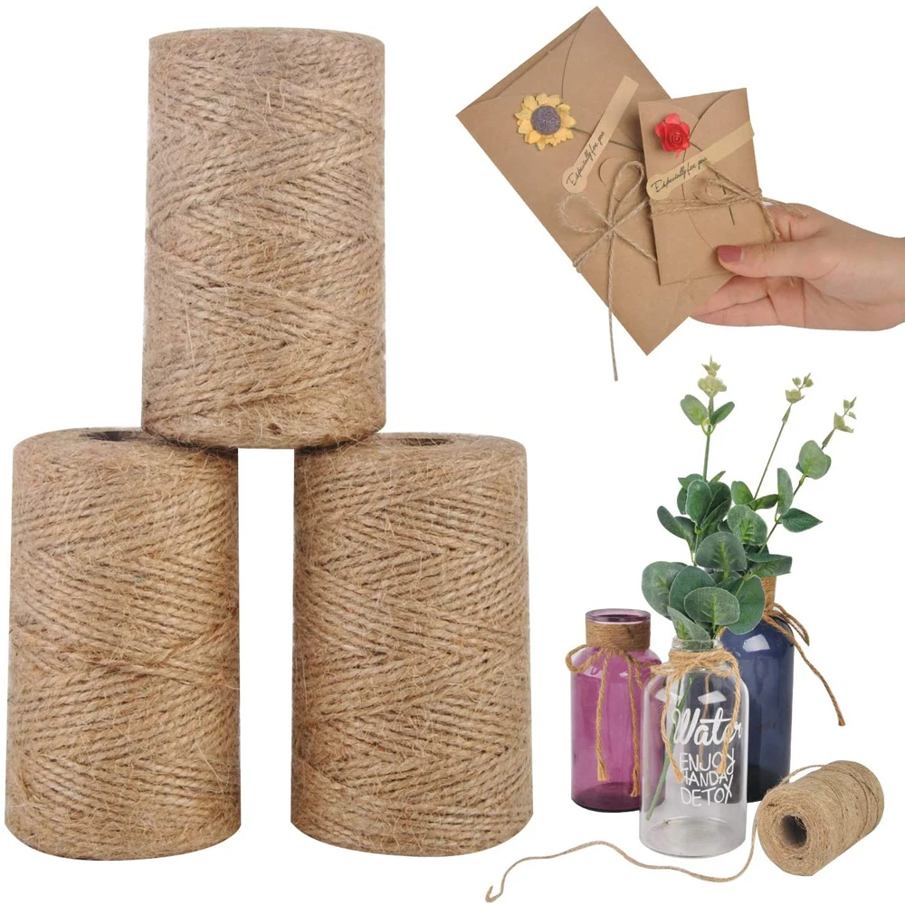 

100M/lot 2MM Natural Jute Twine Brown Twine Rope Braided Jute Rope Cord String Arts Crafts Gift Wrapping Christmas Wedding Decor