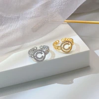 south korea fashion simple light luxury 18k gold geometric letter c open ring collection gift banquet women jewelry ring 2022