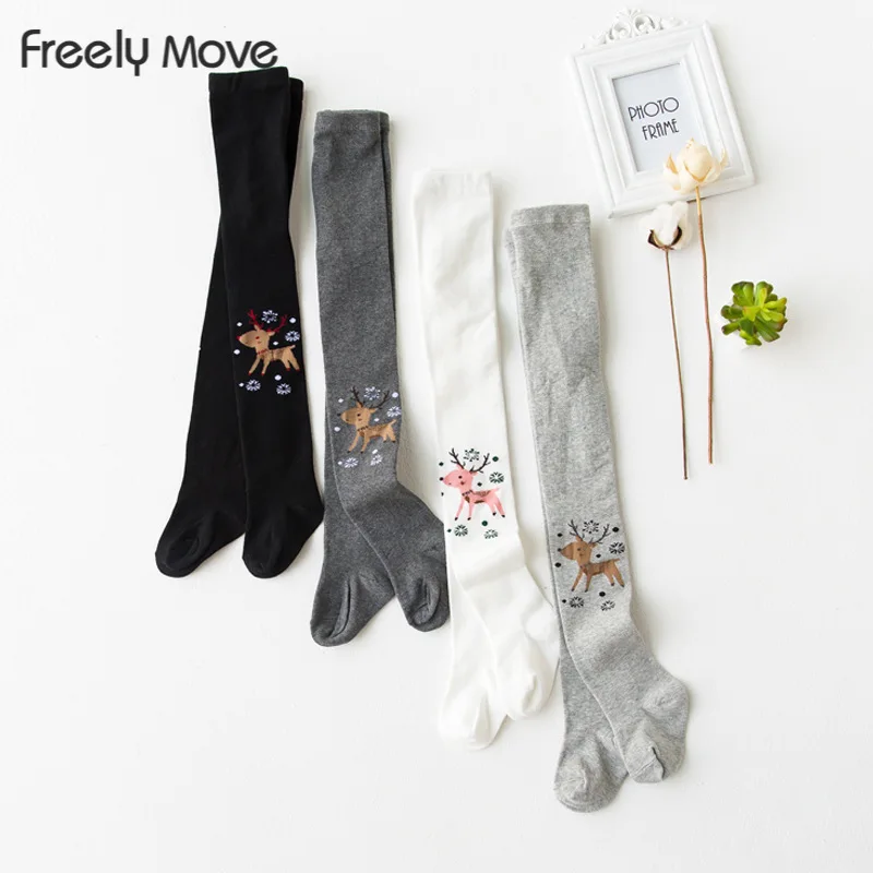 

Freely Move Children Spring Autumn Tights Cotton Cartoon Baby Girl Pantyhose Kid Infant Knitted Tights Soft Kids Clothing