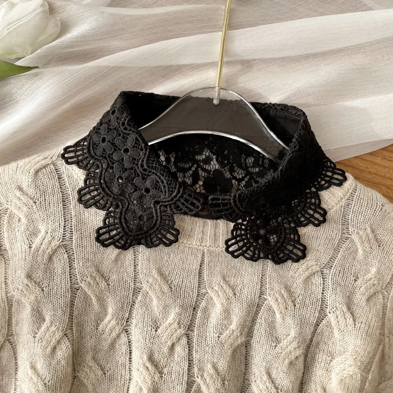 

Lace Lapel Shirt Detachable Collar for Womens Sweater Blouse Fake Collar Removable Shirt Neck False Collar Clothing Accessory