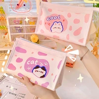 cartoon cute animals colored spots pencil bag girl cosmetics storage bag student kawaii stationery box large capacity waterproof