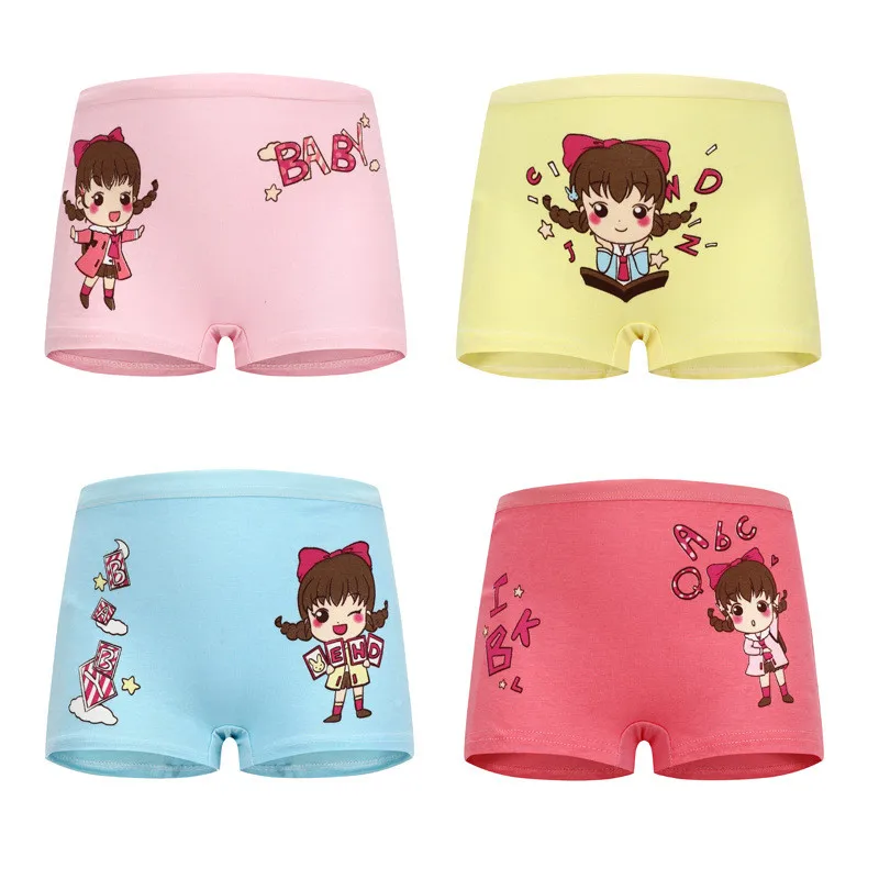 

4pcs Girl Cartoon Boxers Children Cotton Underwear Kids Princess Florals Panties Children Underpants Quality Soft Shorts Size