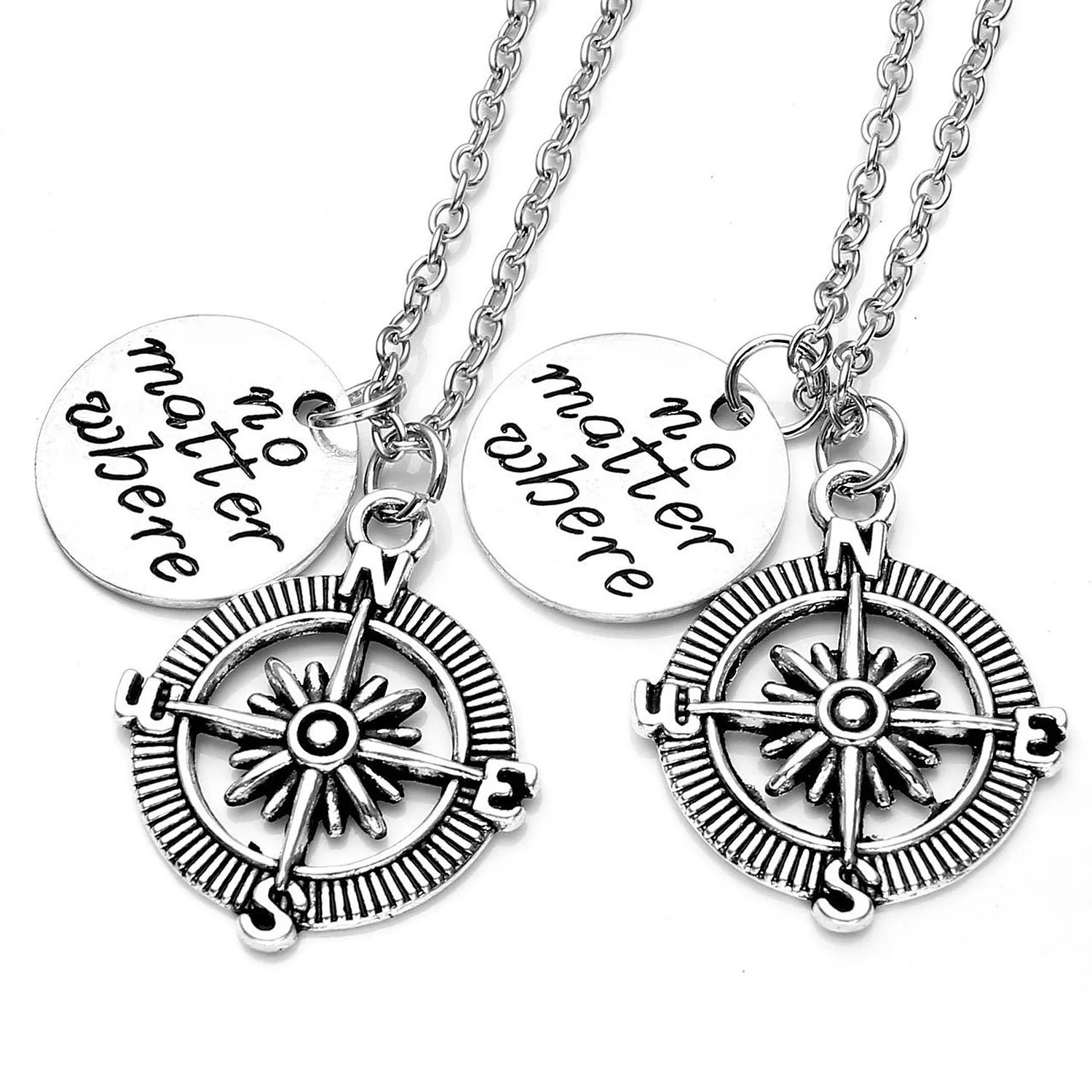

Friendship No Matter Where Compass Necklace Charms Women Jewelry Accessories Pendant Gifts Fashion Forever