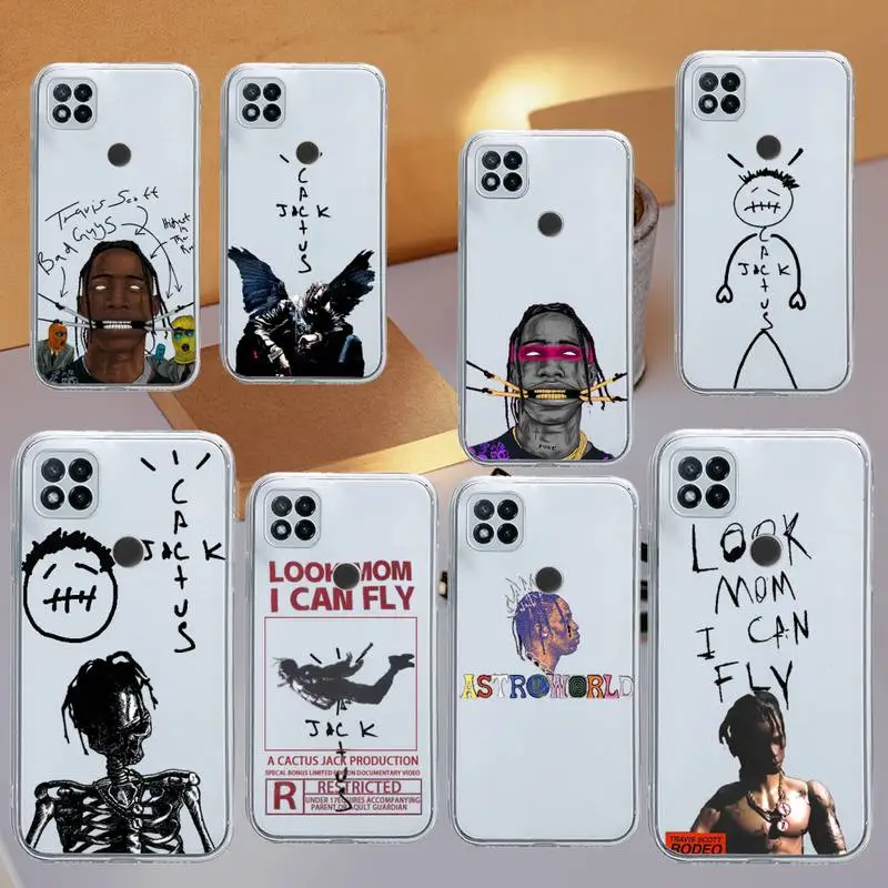 

Jackboys Travis Scott Phone Case Transparent For Xiaomi Redmi note 12 11 7 8 9 10 E s i T note ultra X3 pro 5G 4G