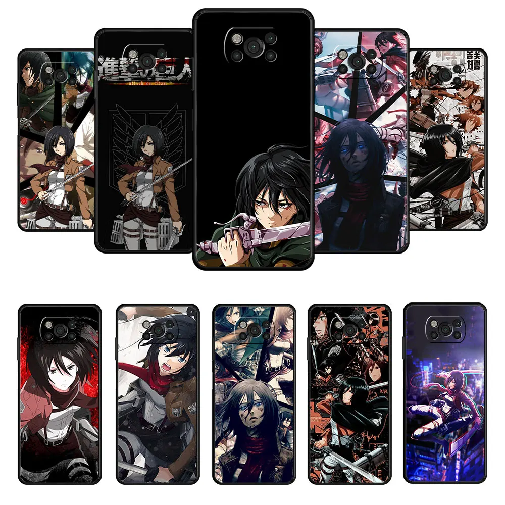 

Capa For Xiaomi POCO M4 Pro 5G F3 F4 GT X3 NFC X4 M3 10T MI 11 lite 11T 9T Mikasa Ackerman Phone Coque