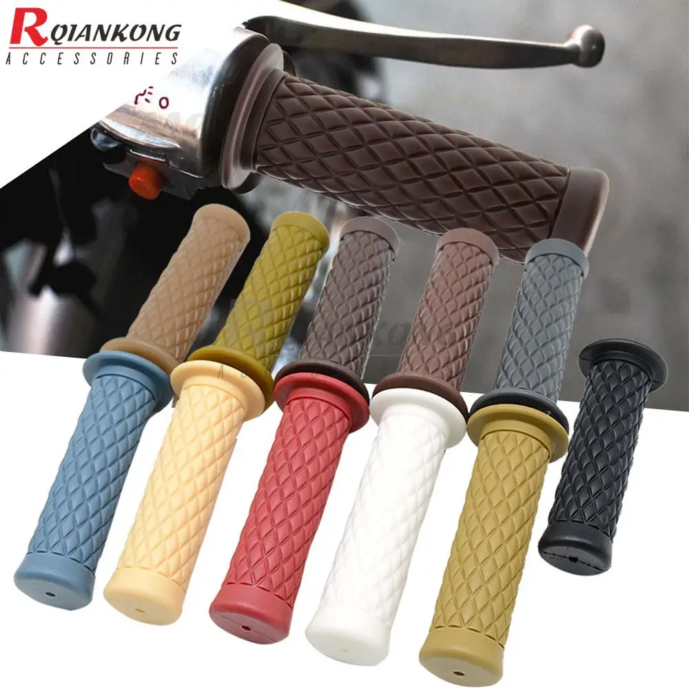 

For Kawasaki VERSYS-X250 VERSYS-X300 KLX125D/250D TRACKER Universal Cafe Racer Motorcycle Retro Rubber Hand Grip Handlebar Grips