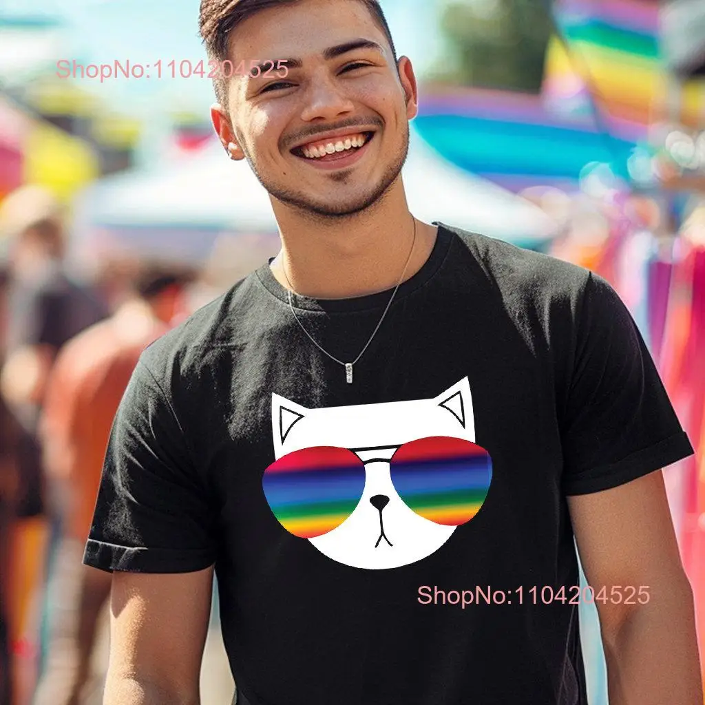 Футболка с кошачьими солнцезащитными очками Pride мужской топ для геев длинные или