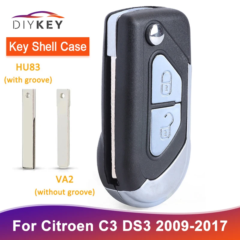 Чехол для дистанционного ключа с 2 кнопками Citroen C3 DS3 2009 2010 2011 2012 2013 2014 2015 2016 HU83 / VA2