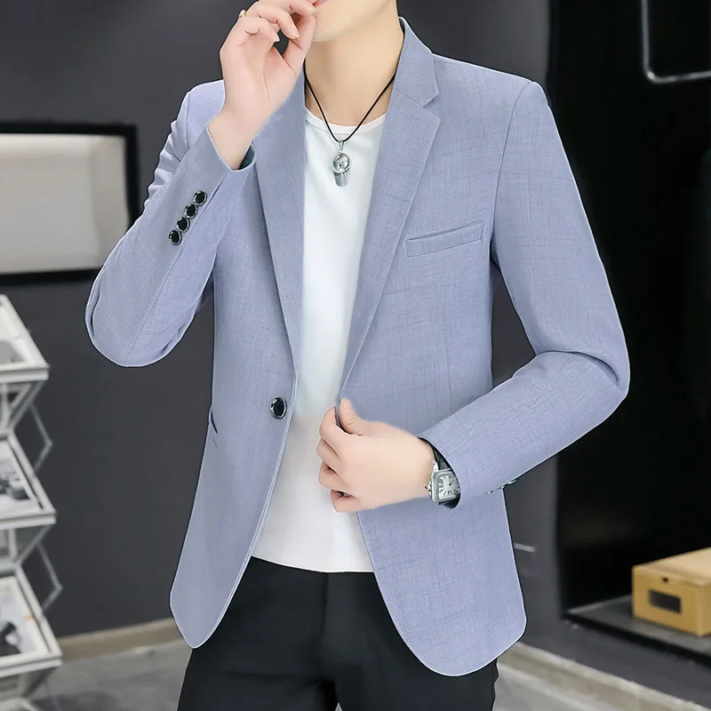 Молодой человек 65 деловой повседневный однотонный костюм верхняя одежда Xs