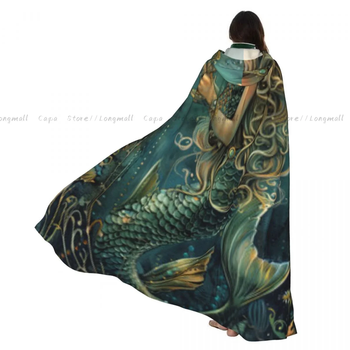 Плащ ведьмы красивая русалка с чашкой костюм для косплея на Хэллоуин плащ