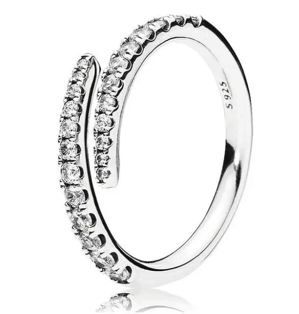 

925 Sterling Silver pan Ring Shooting Star OPen Rings With Crystal For Women Wedding Party Gift Fine Jewelry
