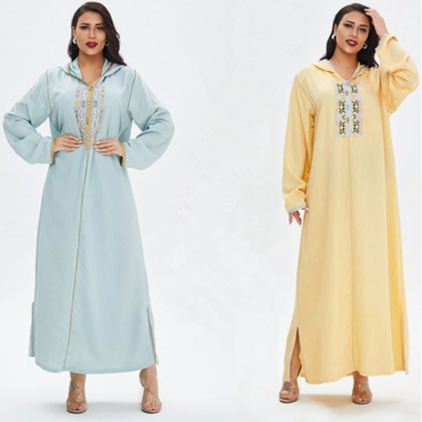 

Muslim Abaya Embroidery Cardigan Hoodies Dress Kimono Long Robe Gowns Jubah Dubai Middle East Ramadan Eid Arab Islamic Musulmane