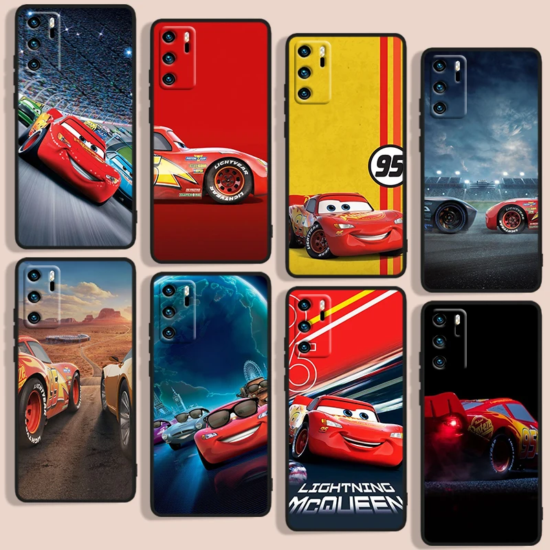 

Cars Lightning McQueen Phone Case For Huawei P10 P20 P30 P40 P50 Lite Pro 2019 Plus Lite E 5G Black luxury Silicone Back Soft