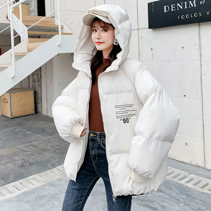 Women's Winter Coat Parka Warmth Hooded Padded Jacket Loose Wholesale Thick Top Jacket Fashion Solid Color New