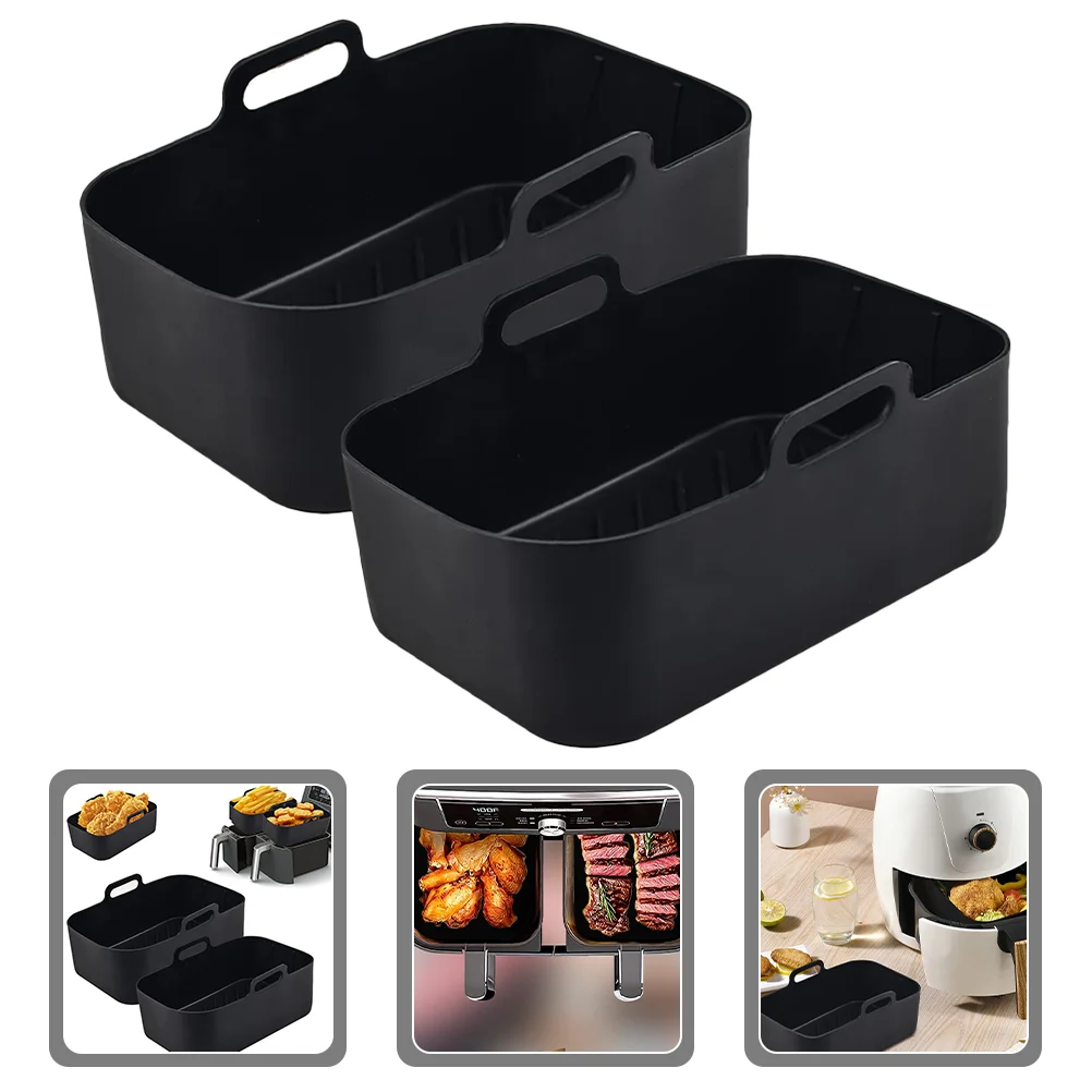 

2Pcs Basket Air Fryer Pad Air Fryer Pot Basket with Handle for Air Fryer