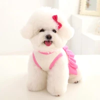 pink puppy skirt pet summer clothes cute animal print teddy dress poodle couple outfit soft dog clothes pet products
